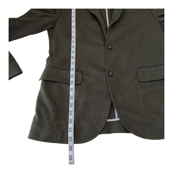 H.E. By Mango Slim Fit Mens Olive Green Blazer Jacket Size USA XS Patched elbow - Picture 7 of 12
